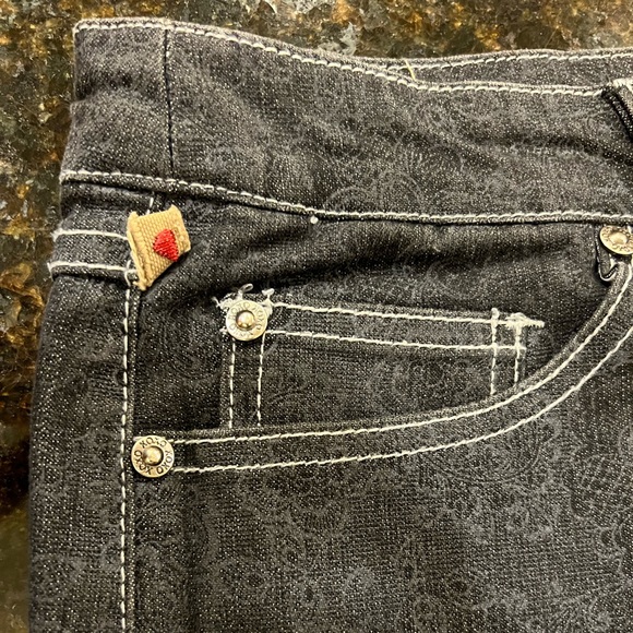 XOXO Premium Denim Skirt w/Subtle Floral Print - Picture 5 of 16